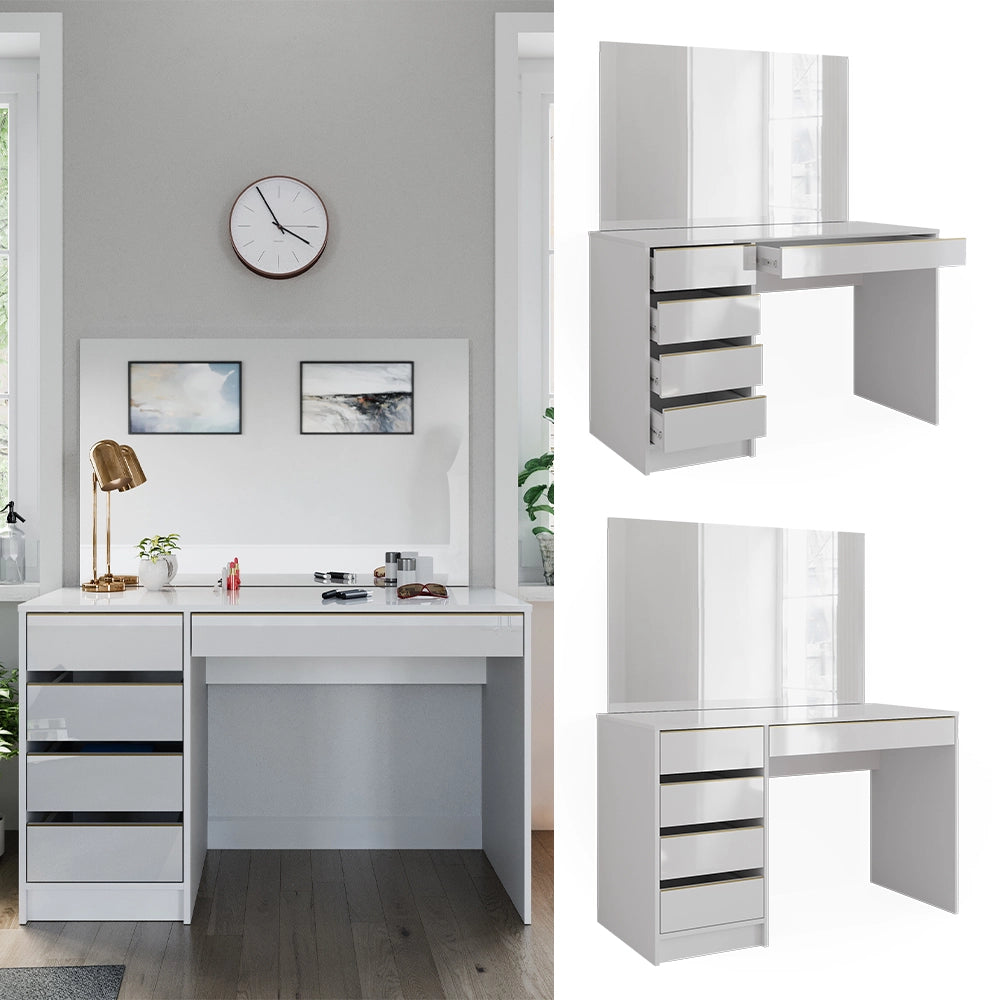 Vicco Tavolo da toilette Bianco/Oro 55 cm con specchio