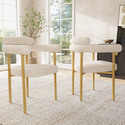 Sedia da sala da pranzo in velluto con seduta ampia e schienale ergonomico, struttura in metallo beige 70 × 62 × 84 cm