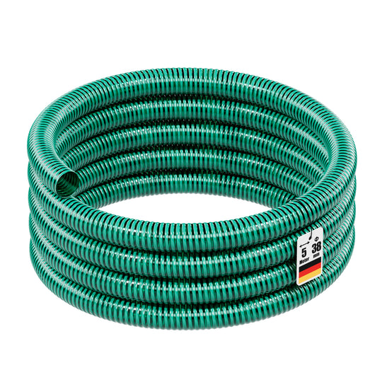 Tubo spiralato per aspirazione, verde, da 5m Ø 38mm (1 1/2") - Made in Europe