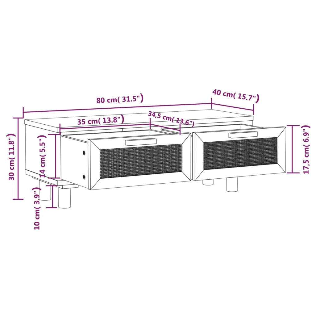 Tavolino Marrone 80x40x30 cm Legno Multistrato e Massello Pino 345623