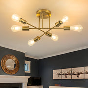 ZMH Lampada da soffitto vintage dorata 6 fiamme E27 per soggiorno