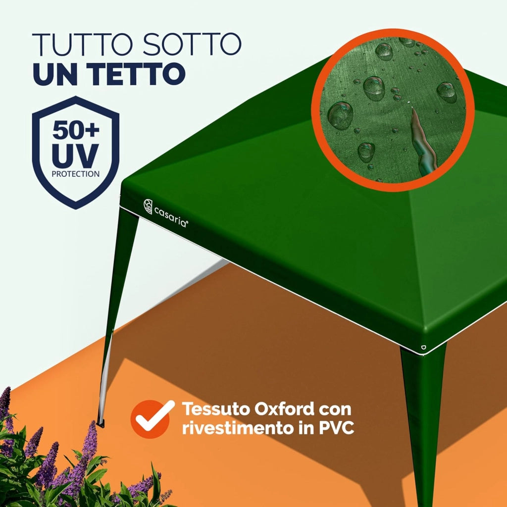 ® Gazebo da Giardino Capri 3x3m Pop-Up Protezione 50+ Impermiabile Tenda a Fisarmonica Verde