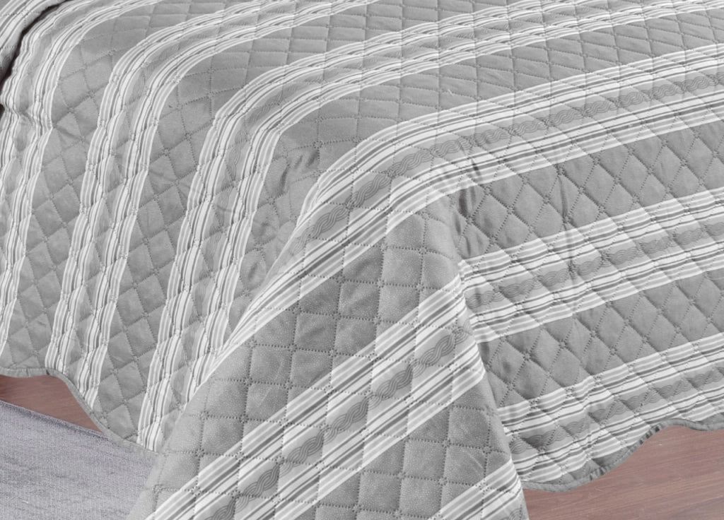 Copriletto Trapuntato Quilt Estivo Piumino 100gr/mq Disegno Pinsonic Infinity - Matrimoniale - Grigio