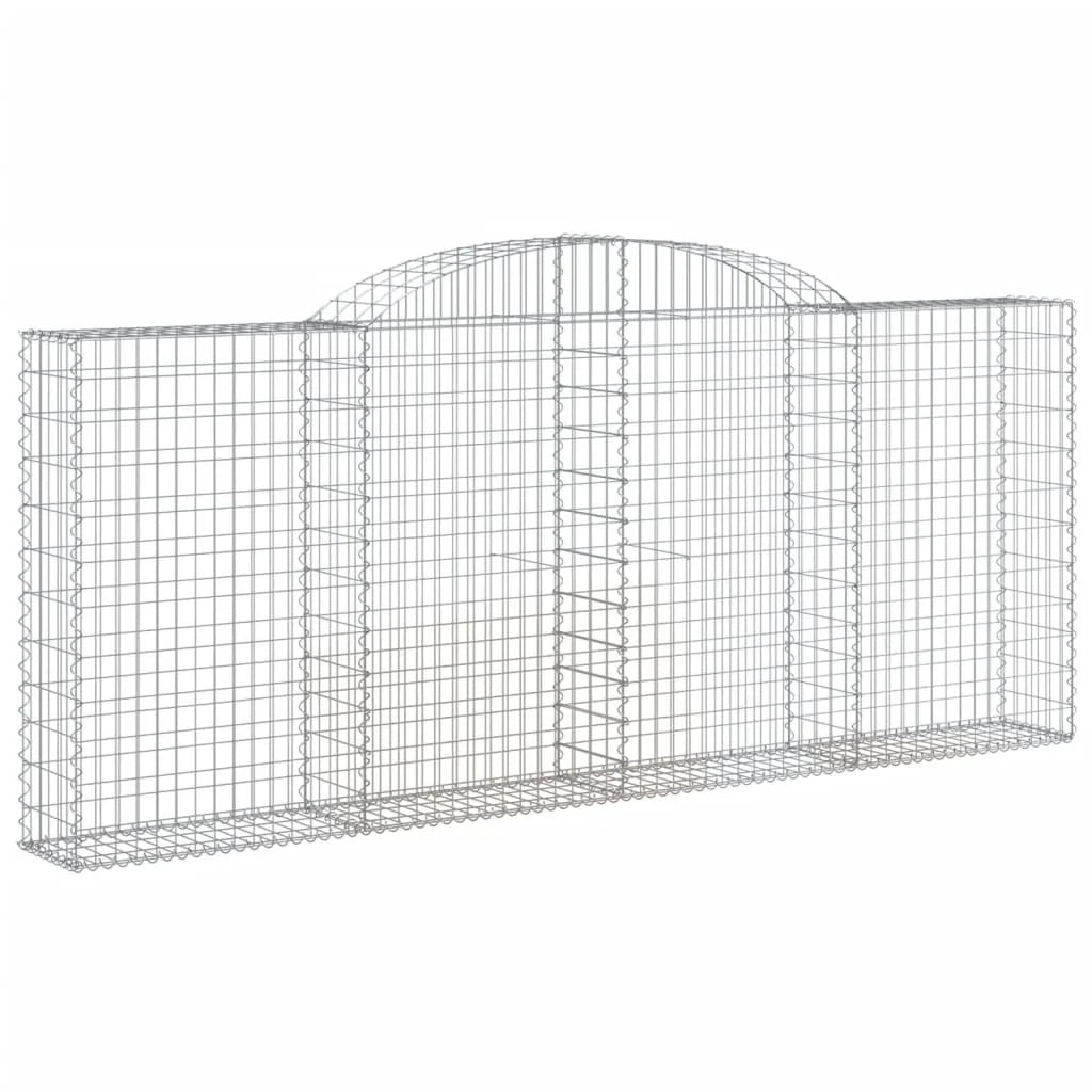 Set di 8 gabbioni ad arco per recinzione gabbia o muro di contenimento 300 x 30 x 120/140 cm ferro zincato argento 02_0041189