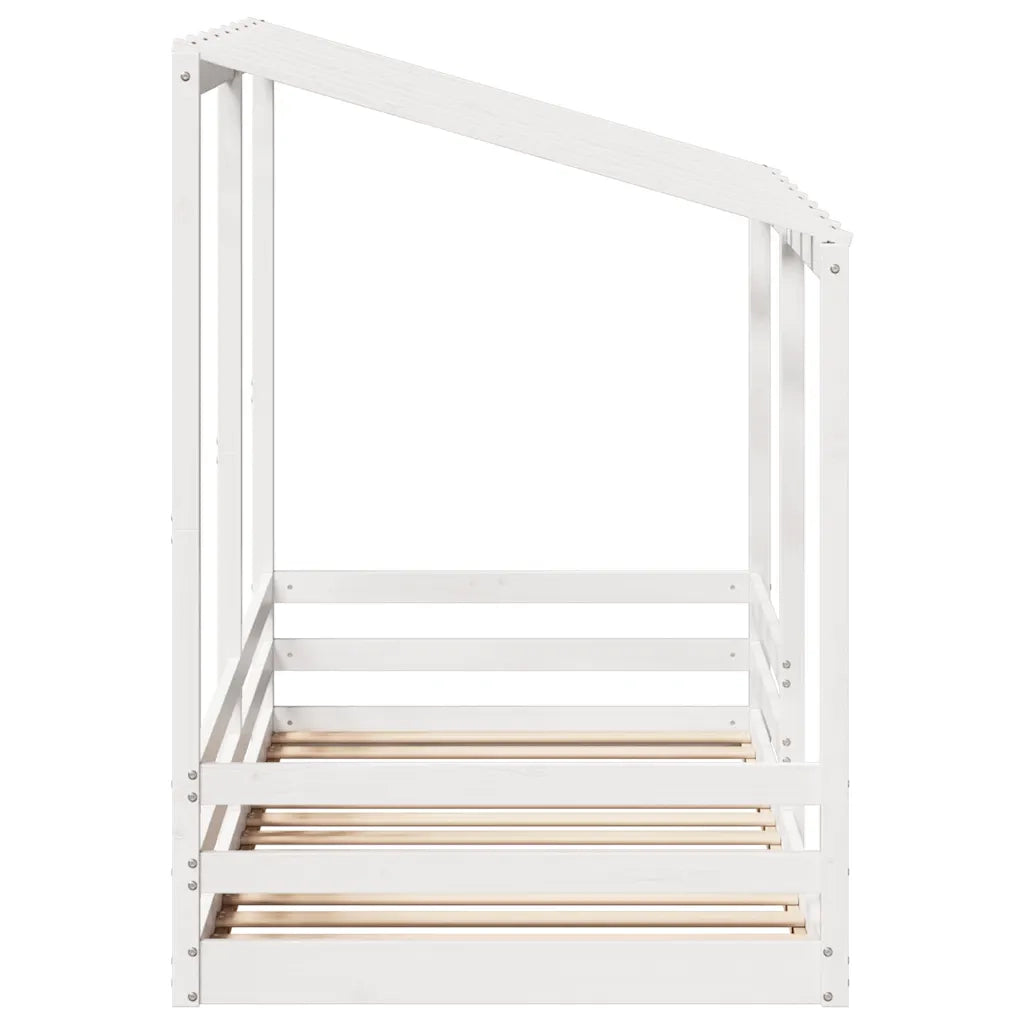 Letto per Bambini | Letto Infantile | Lettino con Tetto Bianco 90x200cm Legno Massello Pino