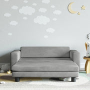 Divano Bambini Poggiapiedi-Sofa-Divanetto Bambini Grigio Chiaro 100x50x30 cm Velluto