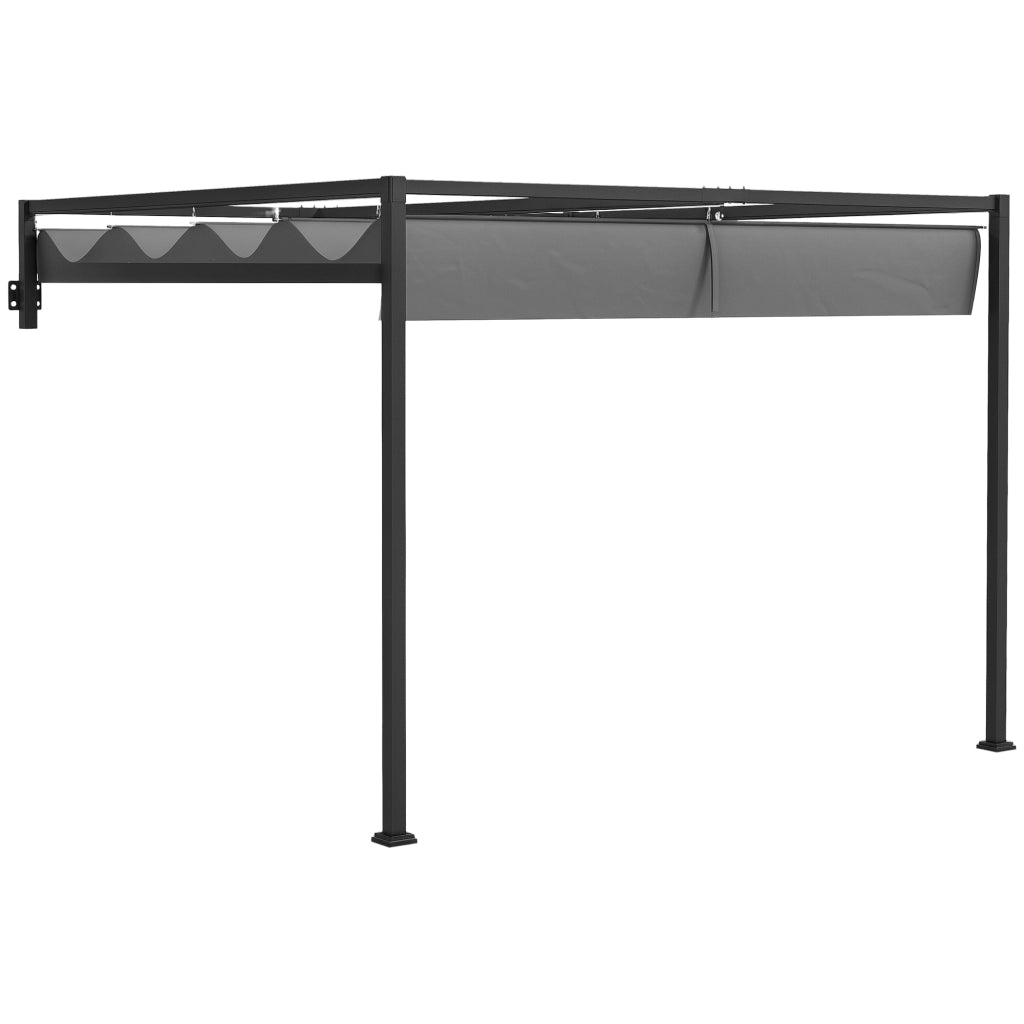 Pergola Gazebo 3x4 m con Tettuccio Retrattile e Fori di Drenaggio, in Acciaio e Poliestere, Grigio