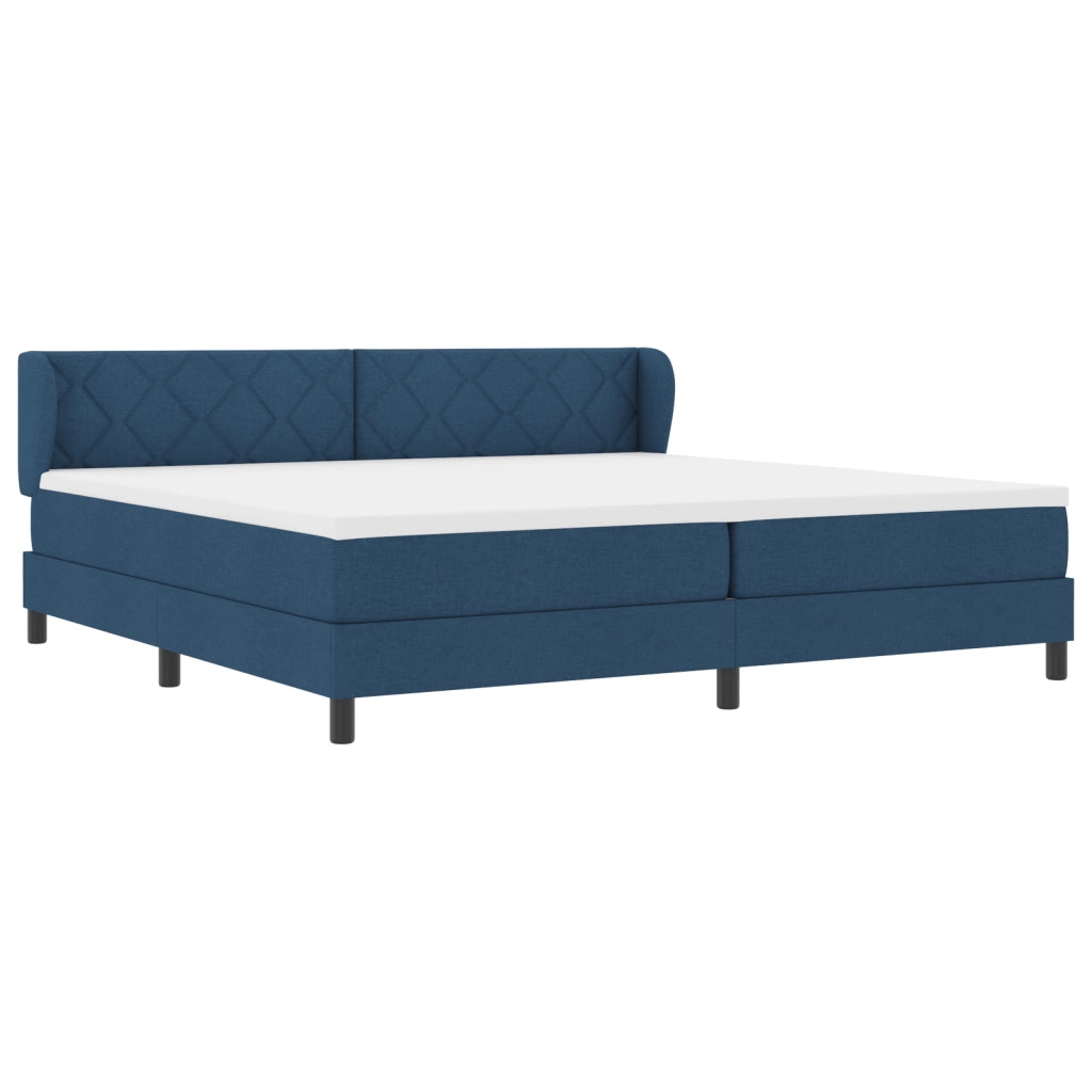Letto Box Spring con Materasso Blu 200x200 cm Tessuto