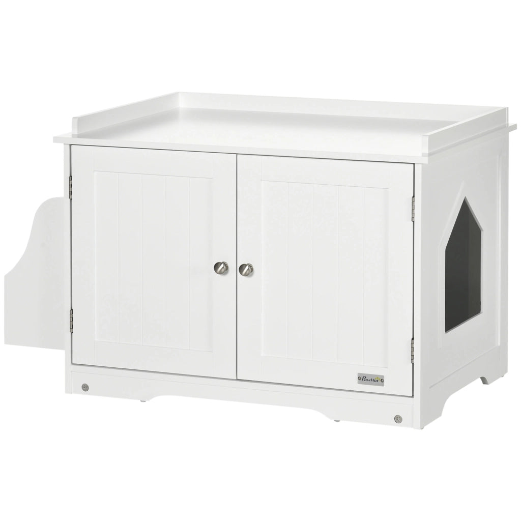 Casetta e Lettiera per Gatti ¨C zephmum ¨C Bianco 86x48x52cm