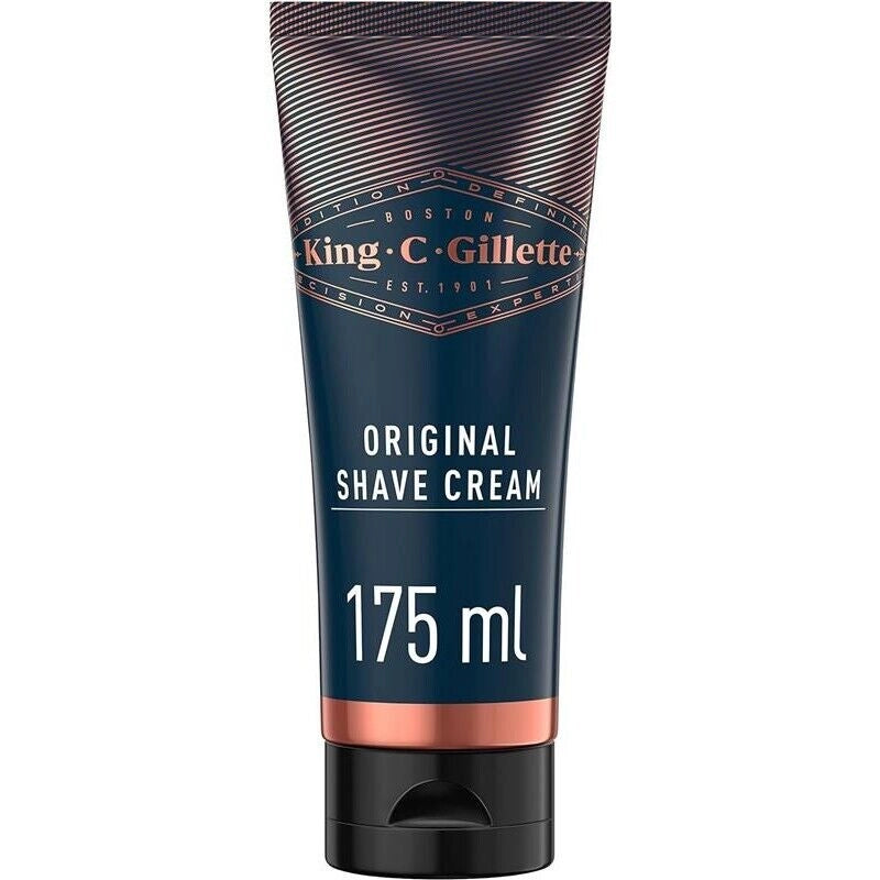 GILLETTE KING C. ORIGINALE CREMA DA BARBA UOMO IDRATANTE 175 ML PER PELLI SENSIBILI E UNA RASATURA DI LIVELLO PROFESSIONALE