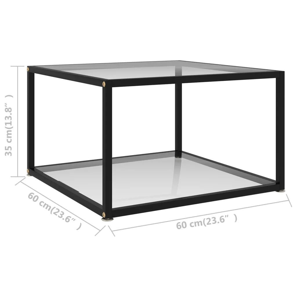 Tavolino da Salotto-Tavolino da soggiorno-Tavolo Trasparente 60x60x35 cm in Vetro Temperato