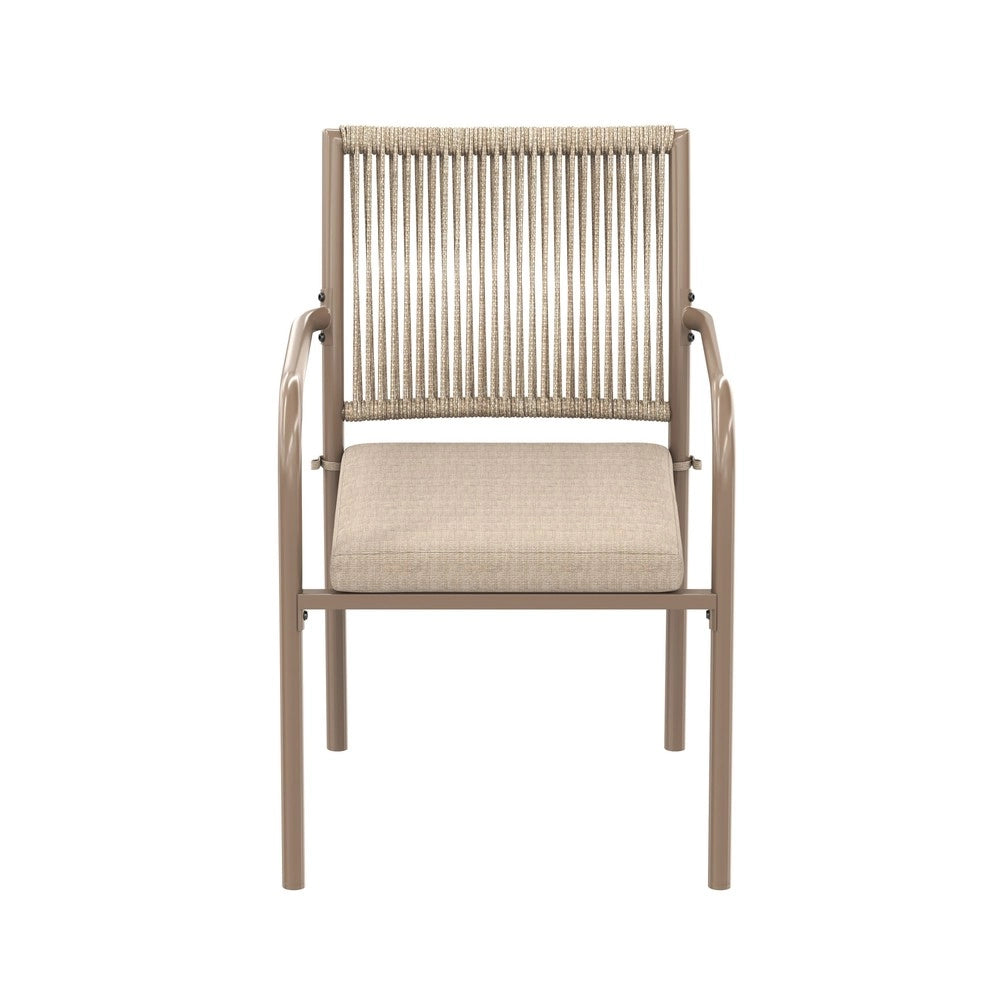 Set Tavolo Rotondo in Vetro e 4 Sedie con Braccioli da Giardino ¨C Xylo ¨C Rattan/Ferro, Esterno