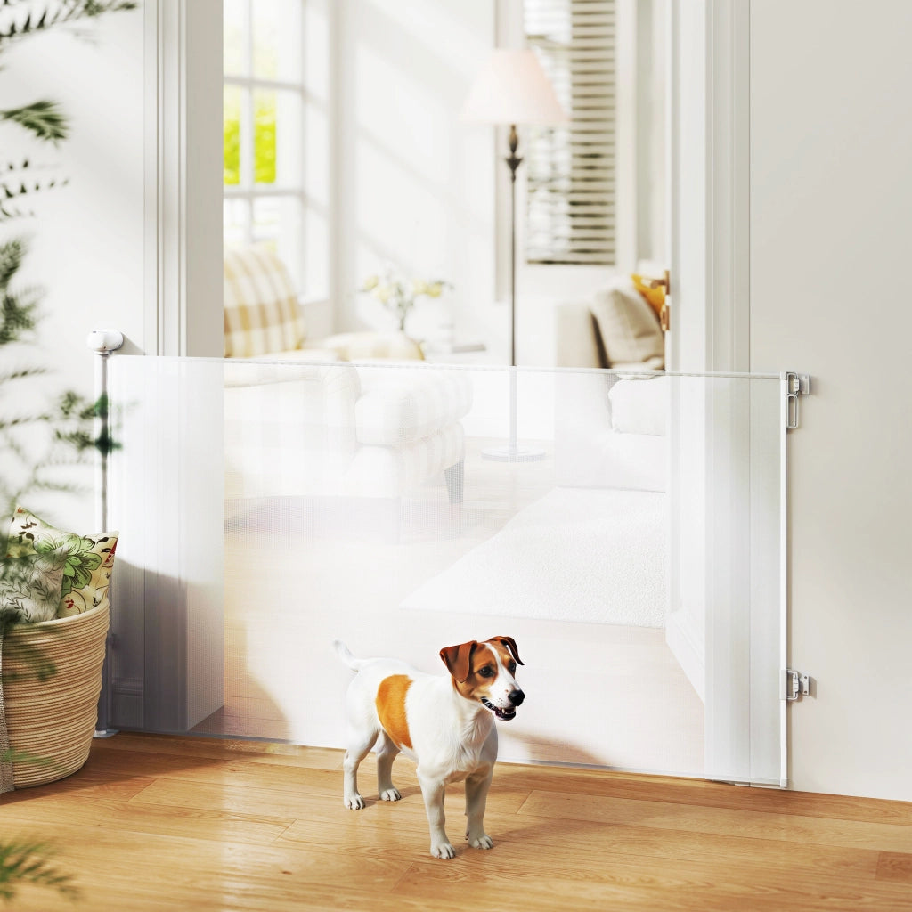 Barriera retrattile per cani e gatti ¨C zephmum ¨C bianco 0-144 cm