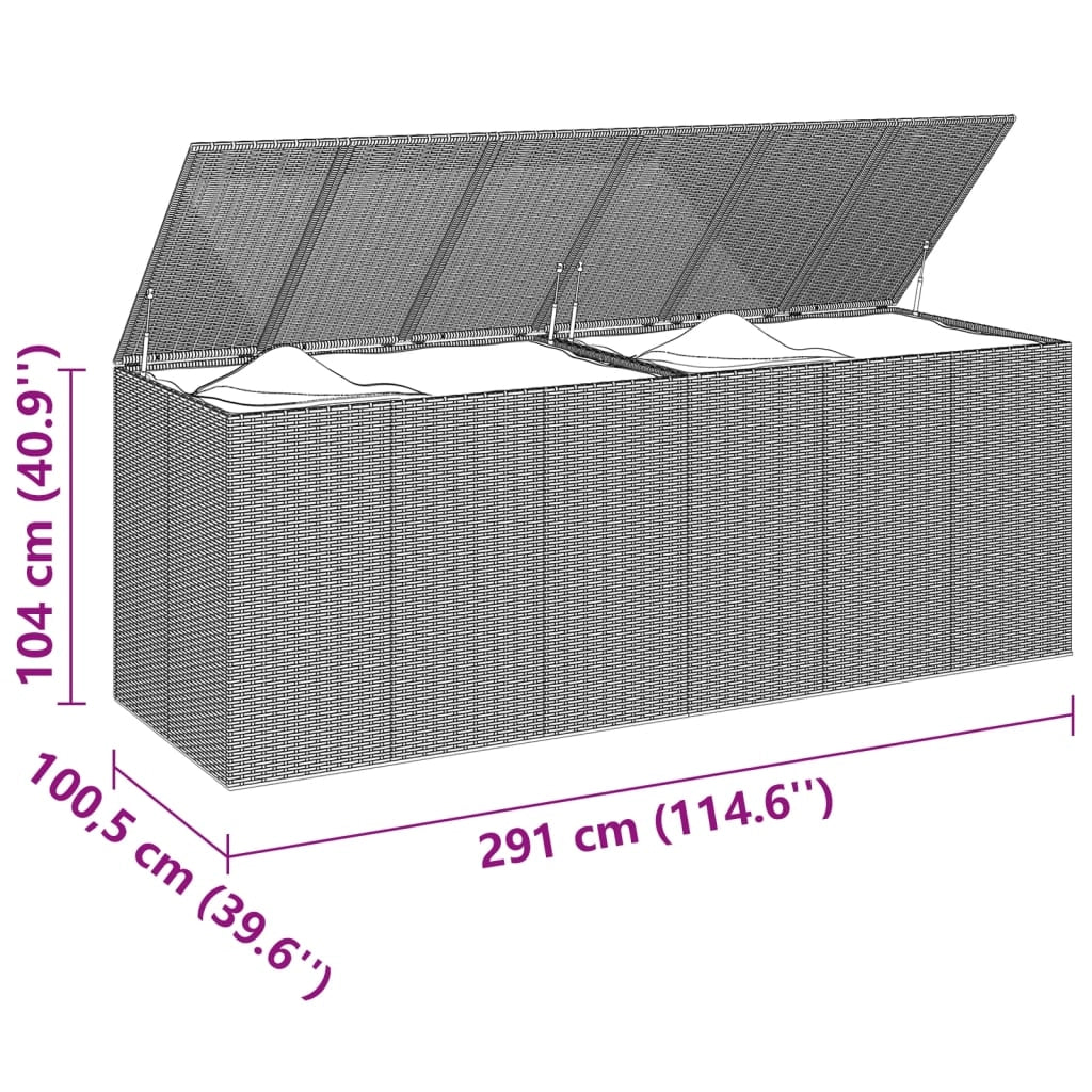 Cuscino da giardino in resina e vimini 291 x 100,5 x 104 cm grigio 02_0013166
