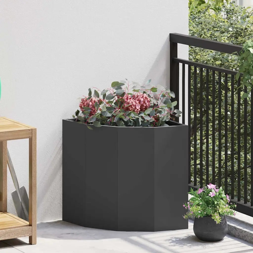 Fioriere | Cassetta per fiori | Vaso d'angolo Nero 45 x 45 x 50 cm Acciaio