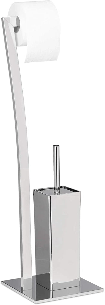Porta carta igienica con porta scopino 71 cm argento 13_0002546