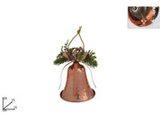Decorazione Natale Campana con Campanellini e Bacche Rame 15 cm