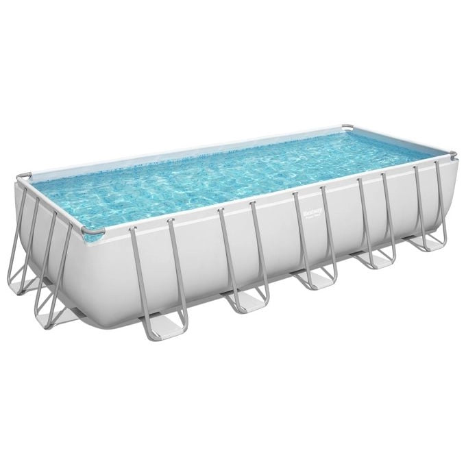 Bestway 5612B Power Steel Piscina Fuori Terra Rettangolare 640x274x132 cm 19281 L Filtro Sabbia colore Bianco