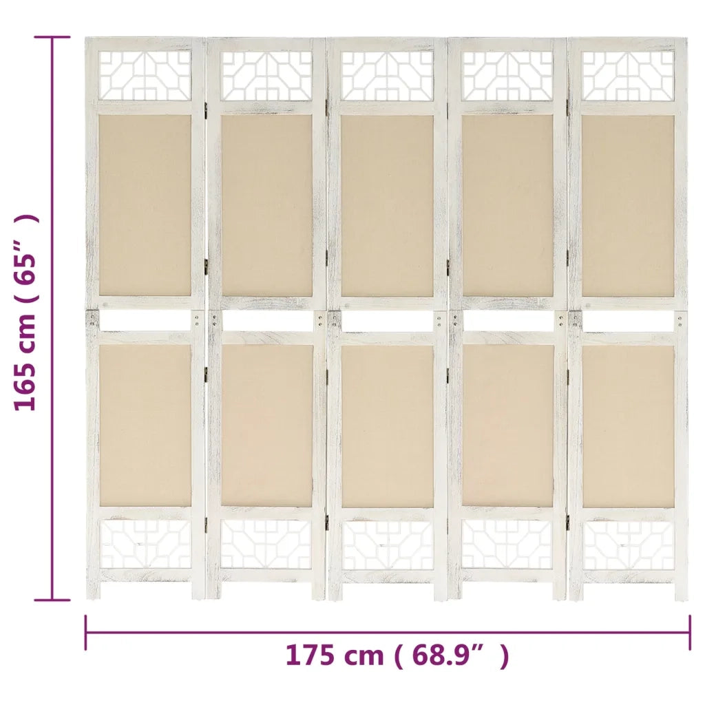 Divisorio a 5 Pannelli Crema 175x165 cm in Tessuto cod mxl 57359