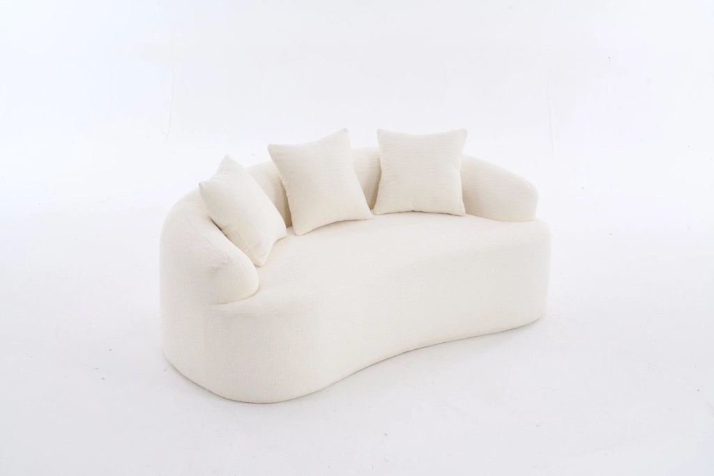 Divano a 2 posti in ciniglia con molle insacchettate e schiuma; bianco; 45 × 49 × 102 cm