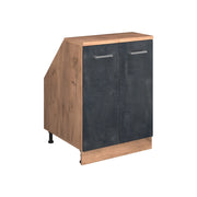Mobile sottotetto Rion Calce nera/Rovere dorato 60 x 83.8 cm con 2 porte, carcassa 60 cm profondità Vicco