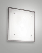 Maggie Plafoniera quadrata in metallo e vetro bianco per illuminazione d'interni, compatibile Smart Luce, attacco E27 2x 60W, 400x400x90mm