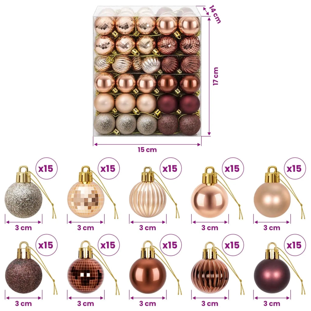 Set di Palline di Natale 150 pz Champagne e marrone 3 cm 42050622