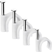 Cable clips - forklé con punta robusta per gestione dei cavi - 400 pezzi - bianco - rotondi