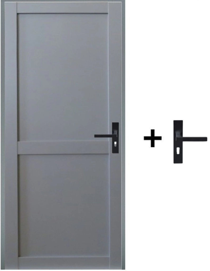Blocco Porta Athena RAL7035 2 ante H204 x L73 Pannello Sinistro a Spinta + Maniglia