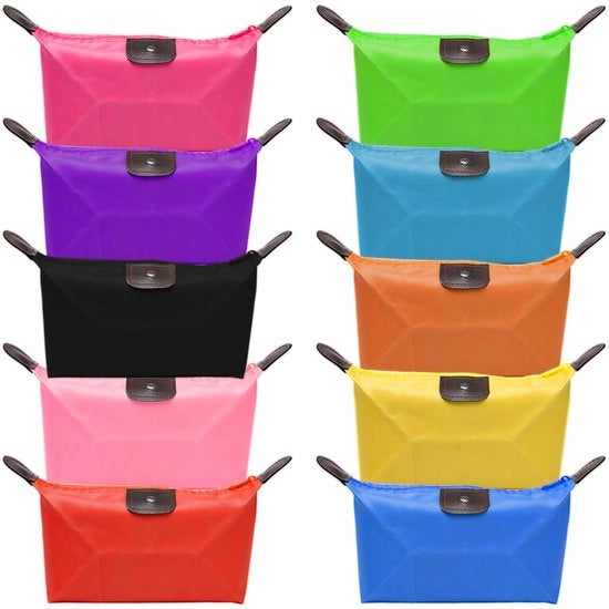 Set di 10 tas in nylon per cosmetici, contenitore con piccolo spazio di apertura, borsa per viaggio, sacchetto per make-up e bagno per donne (17×11 cm)