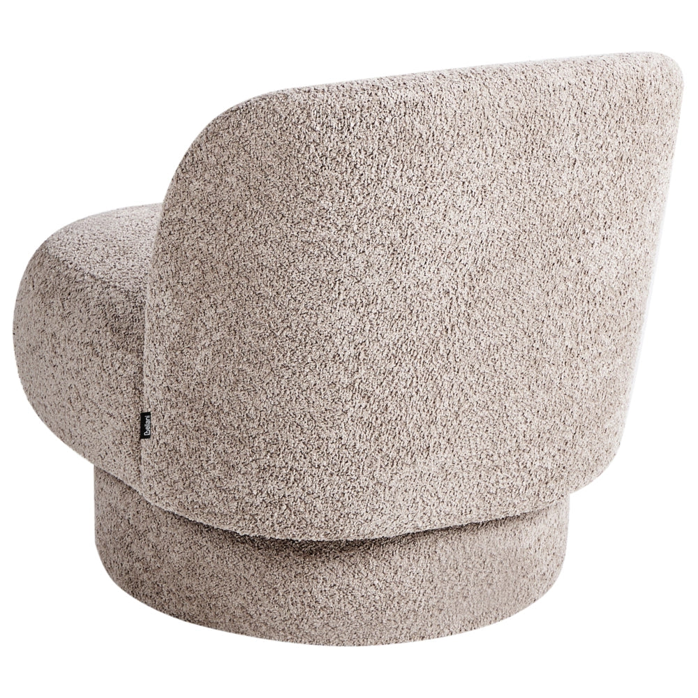 Poltrona girevole Poltrona da club imbottita in bouclé beige Schienale curvo Retro