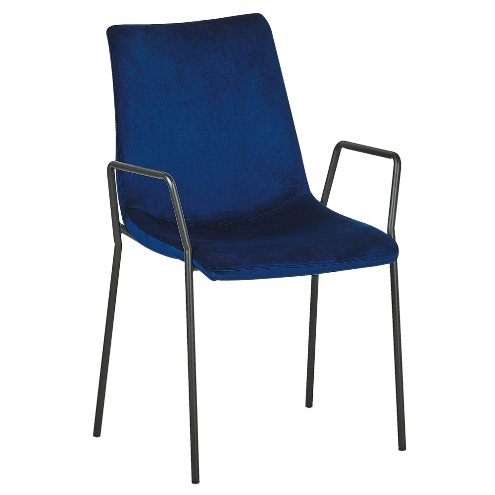 Set di 2 sedie da pranzo in velluto blu scuro con braccioli impilabili sala da pranzo ufficio sala conferenze