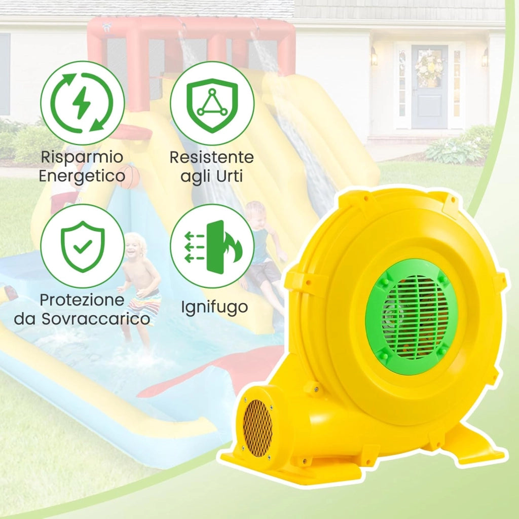 Ventilatore di Aria del Castello Gonfiabile, Soffiatore per Giochi Gonfiabili con Cavo di Alimentazione, Picchetti da Terreno, per Castello Gonfiabile, Scivolo Acquatico, 850W