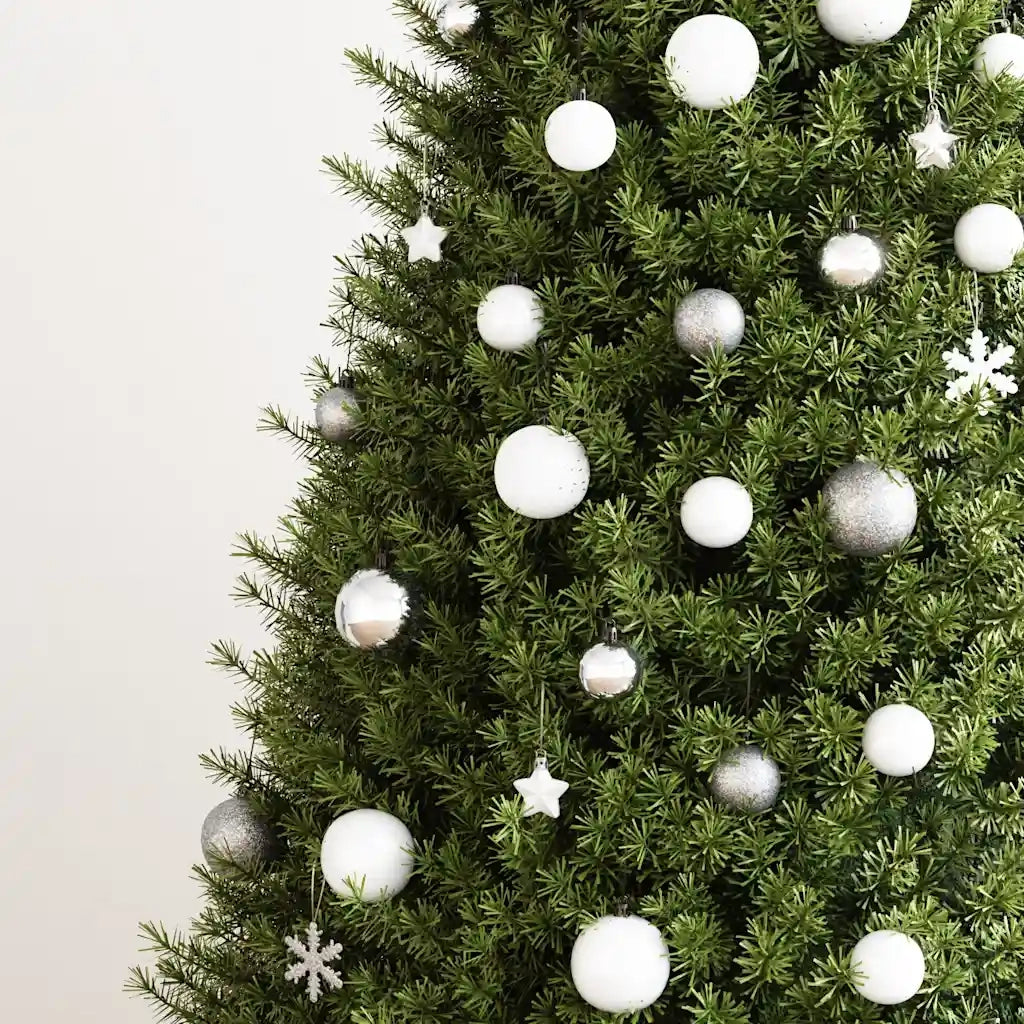 Set Palline di Natale 111 pz Bianco e Grigio in Polistirene 356113