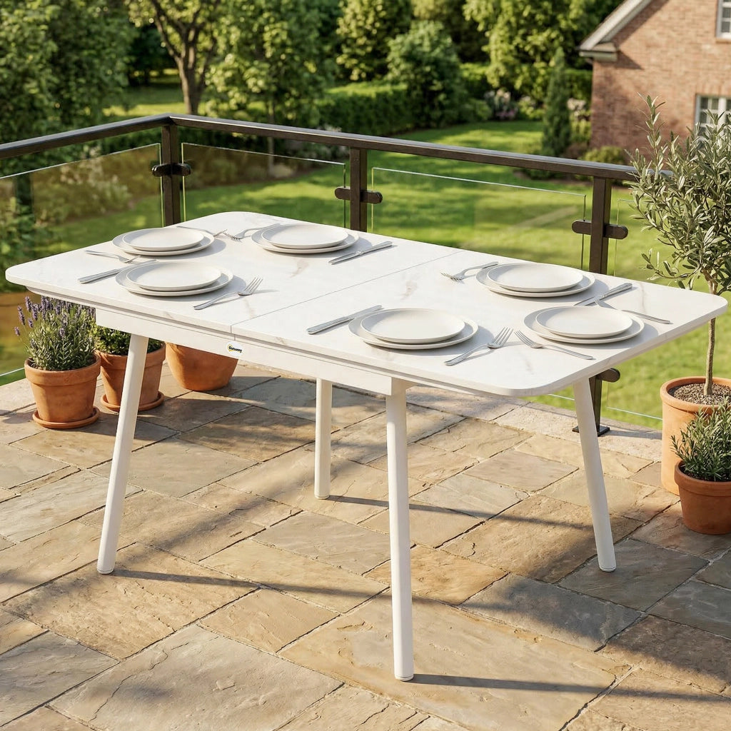Tavolo da Giardino per 6 Persone, Rettangolare 140x80 cm con Piano in WPC
