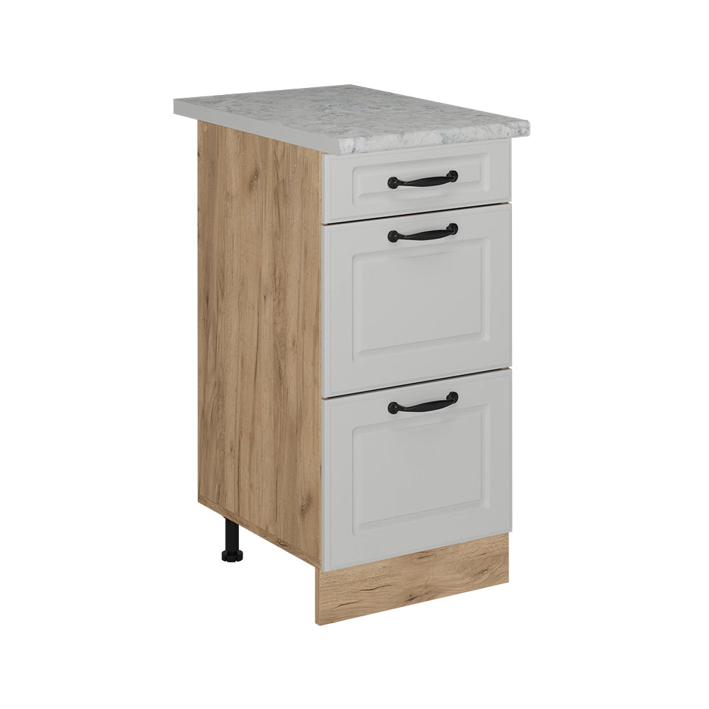 Vicco Mobiletto base per cucina Bianco casa di campagna 40 cm con cassetti, marmo AP