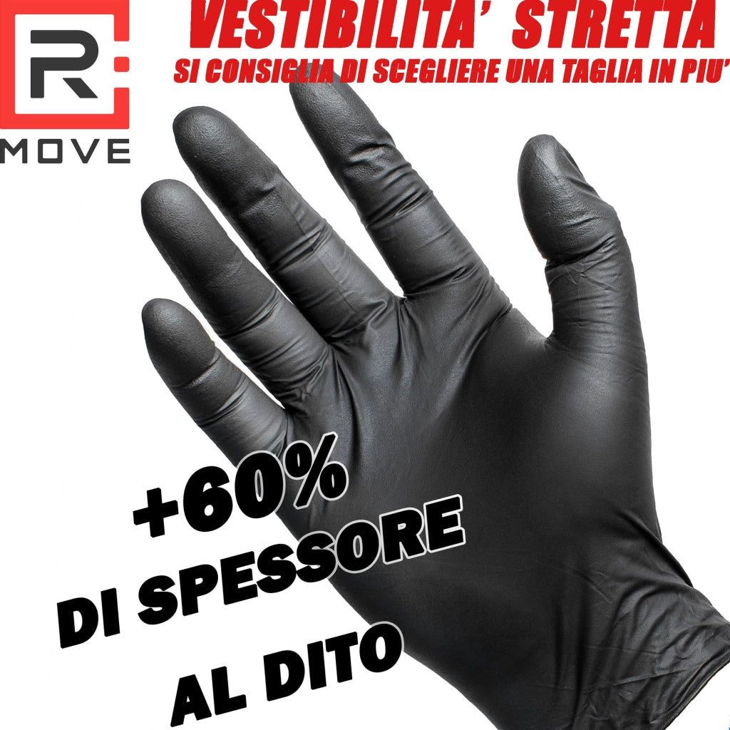 100 guanti in Nitrile NERI 6 grammi EXTRA RESISTENTI 60% di SPESSORE in più al dito rispetto al 3,5 gr NO polvere NO lattice per Meccanici, Tatuatori, Ristorazione, Guanti monouso (L)