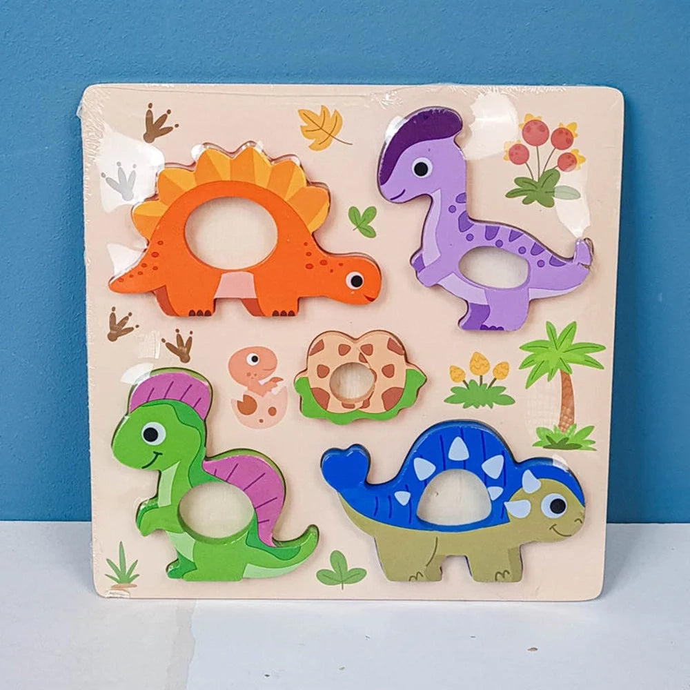 Trade Shop - Puzzle A Incastro Tema Dinosauri Gioco In Legno Per Bambini Educativo 2 Modelli 32344 -
