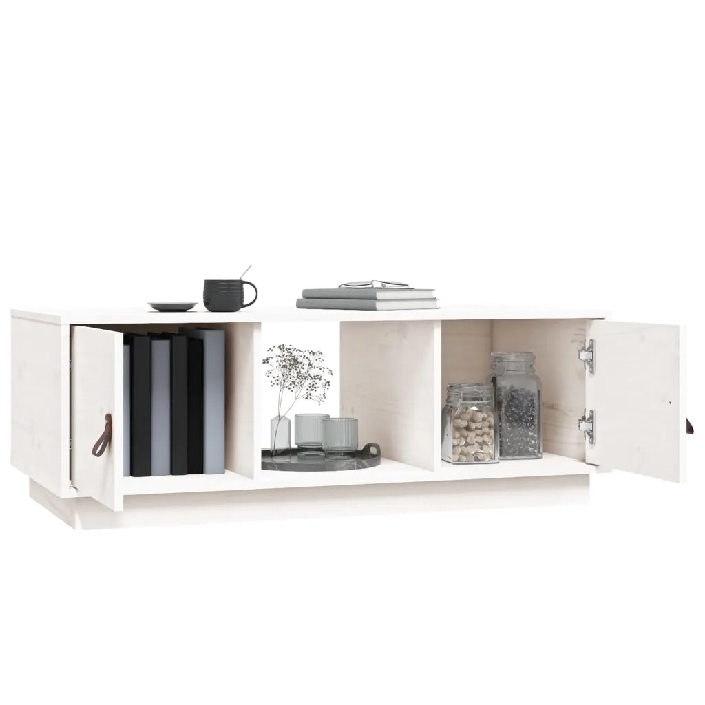Tavolino da salotto | Tavolino da caff¨¨ | Tavolino da Soggiorno Bianco 100x50x35 cm Legno Massello di Pino