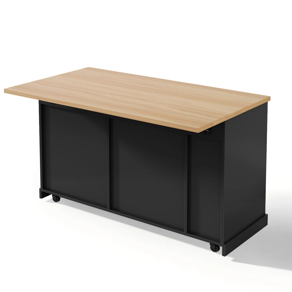 Isola Cucina su Ruote con Piano Ribaltabile e 2 Cassetti ¨C MINIMAL ¨C 120x45x93 cm