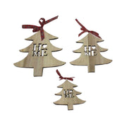 Trade Shop - Set 3pz Appendini Forma Albero In Legno Varie Misure Decorazioni Natalizie -