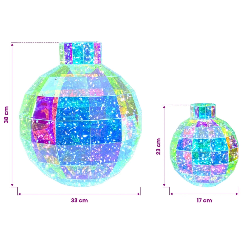 Pallina di Natale a LED prismatica iridescente 2 pz Multicolore 42056642