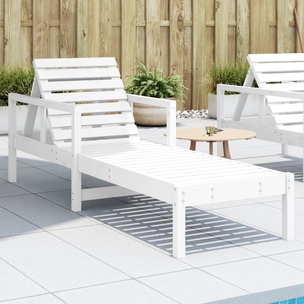 Lettino Prendisole | Sdraio da giardino | Lettino da sole Bianco 199,5x62x55 cm Legno Massello di Pino