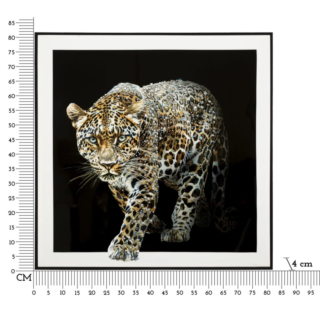 Stampa su Tela Leopardo 1, Multicolore, Tessuto, 82x82x4 cm