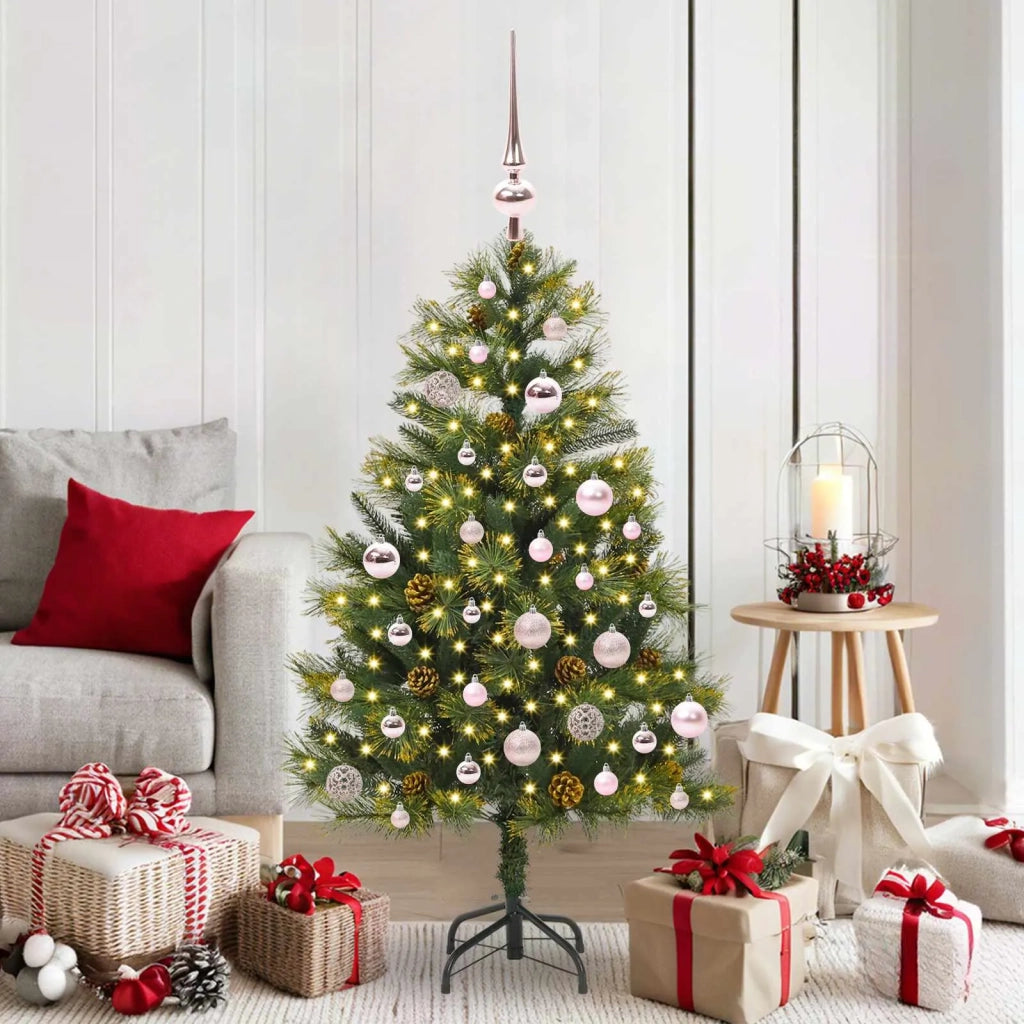 Albero di Natale artificiale pieghevole con coni Verde 150 cm