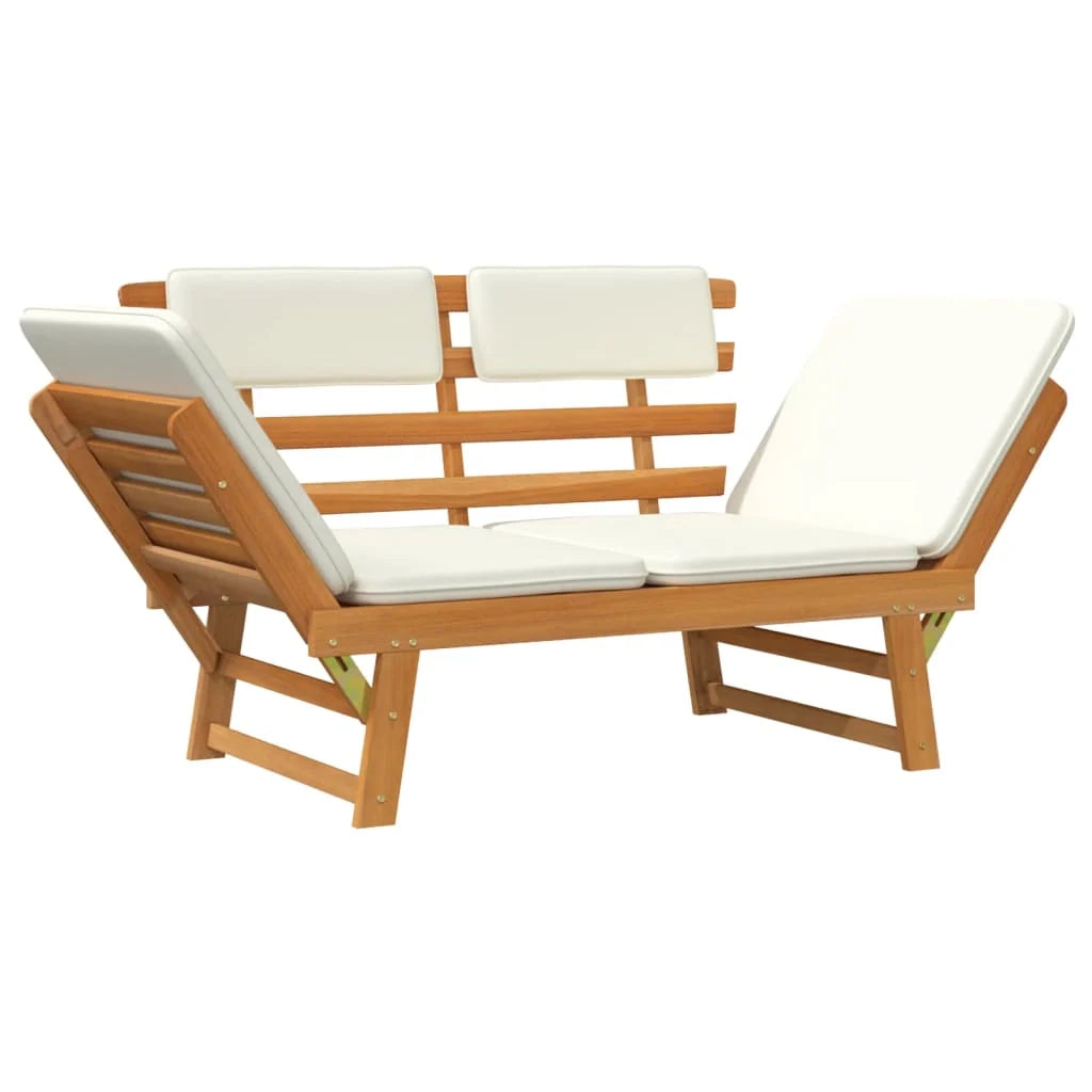 Panca da giardino 2 in 1 mobili da esterno per patio con cuscini 190 cm legno massello di acacia 02_0011599