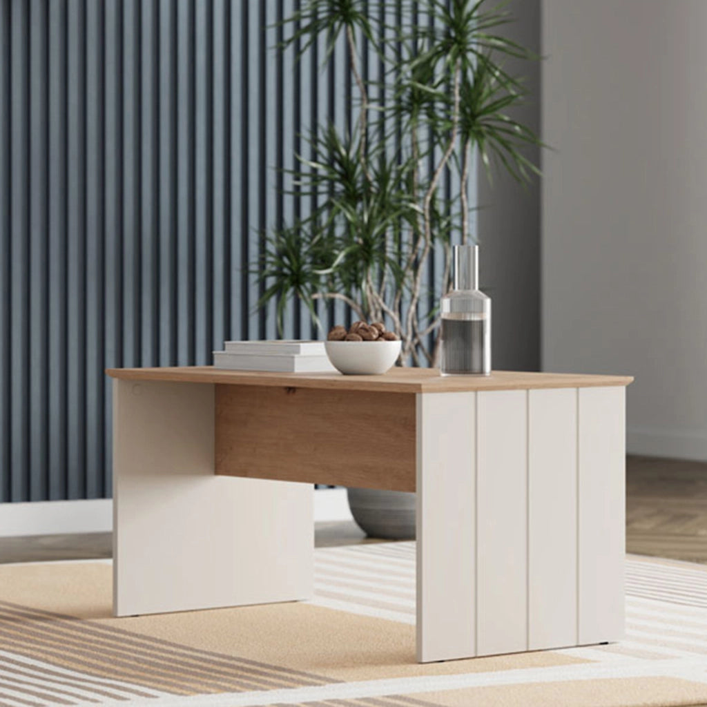 Pecor, Tavolino da Salotto Forma Rettangolare, 90x50x47h cm Marrone Rovere Nodi