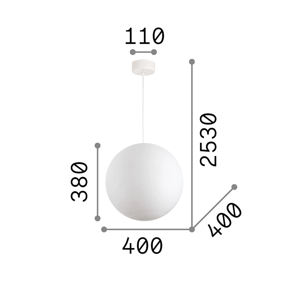 Sospensione Moderna Carta Metallo Bianco 1 Luce E27 D40Cm
