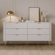 Madia Hali, Credenza 6 Cassetti, 163x38x81h cm Bianco