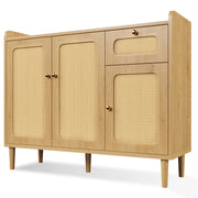 Credenza con 3 ante; 1 cassetto e ripiani regolabili; per soggiorno; in MDF; 120x40x91 cm; rovere
